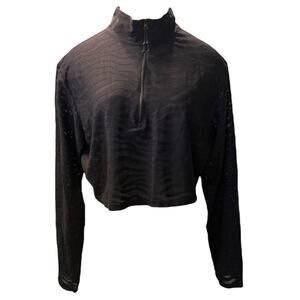 Adam Selman Sport Zebra Print Mesh Crop Top Zipper Sz M Black Running Luxury Fun